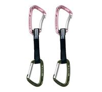 NewDoar Lot de 2 dégaines en Aluminium Droites/Courbes Express Set 24KN Mousquetons d'escalade Légers avec Système Keylock pour d'alpinisme Professionnel Sportif et Traditionnel(Rose/Vert armée)