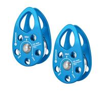 NewDoar Micro-poulie Mobile 30KN/6746 LB Poulie Simple Mobile Forme de Joue pour Corde de 12 mm de diamètre Maximum pour l'escalade, Le Sauvetage et la manutention-Bleu/2 pièces