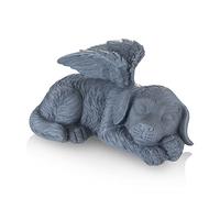 Newdream Statue commémorative de chien ange, mémorial d’angle comme décoration d’intérieur, pierres tombales pour animaux de compagnie, figurines de chien avec ailes d’ange (grand chien gris)