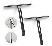 NEWE Raclette à vitre Professionnelle Set de 2, Entièrement Fonctionnel 360 ° Rotation Noir Kit de Nettoyage de Vitres Carrelage, Mur, Miroir, Vitres, Comptoir, Salle de Bains, 28 cm