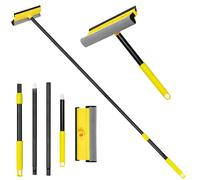 NEWE Raclette Vitre Professionnel, Vitre Telescopique en Caoutchouc Éponge 2 en 1, Nettoyeur Vitre Perche Telescopique Nettoyage pour le Nettoyage des Vitres, Portes de Douche, Pare