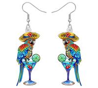 NEWEI Acrylique Cute Ara Perroquet Oiseau Boucles D'Oreilles Suspendues Pour Femme Filles Animaux Bijoux Cadeaux Charmes (Hawaii C)