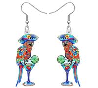 NEWEI Acrylique Cute Ara Perroquet Oiseau Boucles D'Oreilles Suspendues Pour Femme Filles Animaux Bijoux Cadeaux Charmes (Hawaii D)