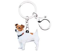 NEWEI Acrylique Cute Terrier Jack Russell Chien Porte-clés Anneaux Bijoux Animaux De Compagnie Pour Femme Filles Sac Voiture Charmes (Blanc)