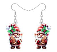 NEWEI Acrylique Mignon Boucles d'oreilles Gnome de Noël Rouge Cadeaux pour Femmes Maman, Drôles de boucles d'oreilles Gnomes du Père Cadeaux Unique pour Femmes pour Noël Bijoux d'Hiver (Pink)