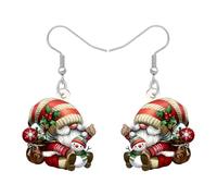 NEWEI Acrylique Mignon Boucles d'oreilles Gnome de Noël Rouge Cadeaux pour Femmes Maman, Drôles de boucles d'oreilles Gnomes du Père Cadeaux Unique pour Femmes pour Noël Bijoux d'Hiver (Rose)