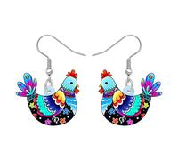NEWEI Acrylique Poulet Cute Pendentif Fantaisies Animaux Bijoux Cadeaux Poule Accessoires Charms pour Femme Fille (Poule H)