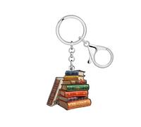 NEWEI Acrylique Vintage Livre Pile Porte-Clés Amoureux des Livres Cadeaux pour Femmes Filles Rat de Bibliothèque Clés de Voiture Porte-Monnaie Accessoires (Multicolore)