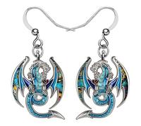 NEWEI Boucles d'oreilles dragon en émail Bijoux dragon fantaisie pour femme fille cadeaux breloques (Sky)