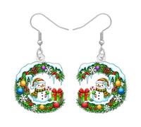 NEWEI Boucles d'oreilles en Forme de Lettres Initiales de Noël pour Enseignants Cadeaux de Vacances pour Femmes Filles, Bijoux en Acrylique Lettre de Noël Cadeaux d'Appréciation pour Anniversaire (C)