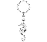 NEWEI Cute Méduse Dauphin Baleine Porte-clés Anneaux Charmes Décorations Pour Femme Filles Mer Animaux Amoureux Charmes (Hippocampe Argent)