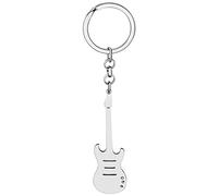 NEWEI Cute Musique Guitare Basse Porte-clés Piano Bijoux Guitare éLectrique Accessoires Pour Femme Homme Professeur De Musique Sac à Dos Charmes (Guitare Basse Argent)