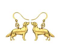 NEWEI Email Cute Golden Retriever Boucles d'oreilles Pendentif Animaux Bijoux Cadeaux Chien Accessoires Charms pour Femme Filles (Plaqué Or)