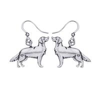 NEWEI Email Cute Golden Retriever Boucles d'oreilles Pendentif Animaux Bijoux Cadeaux Chien Accessoires Charms pour Femme Filles (Plaqué Argent)