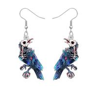 NEWEI Mignon Acrylique Halloween Corbeau Boucles d'oreilles Pendants Oiseau Hibou Squelette Bijoux pour Femmes Filles Festival Charmes Cadeaux Charme, Medium, Acrylique, Pas de gemme