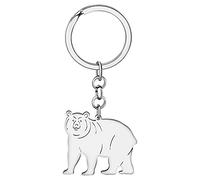 NEWEI Ours Cadeaux Porte-clés Cute En Acier Inoxydable Pour Femme Filles Portefeuille CléS De Voiture Charmes (Argent)