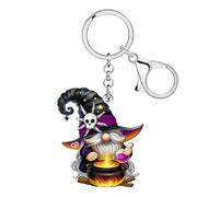 NEWEI Porte-clés Acrylique Halloween Gnomes Porte-clés Cadeaux Effrayants Sorcière Magicien pour Femmes Filles Amateurs de Gnomes Accessoires pour Clés de Voiture (Noir)