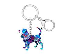 NEWEI Porte-clés bohème mignon Beagle en acrylique pour les amoureux des chiens et des mamans, bleu, Medium