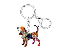 NEWEI Porte-clés bohème mignon Beagle en acrylique pour les amoureux des chiens et des mamans, marron, Medium