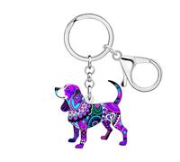 NEWEI Porte-clés bohème mignon Beagle en acrylique pour les amoureux des chiens et des mamans, violet, Medium