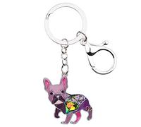 NEWEI Porte-clés Bouledogue Français en émail Pendentif Chien pour Femmes Filles Accessoires Cadeaux (Multicolore)