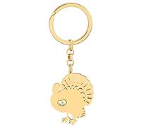 NEWEI Porte-clés Dinde De Thanksgiving En Acier Inoxydable Porte-clés Poulet Porte-clés De Festival Pour Femme Filles Porte-Monnaie À Breloques (Or B)