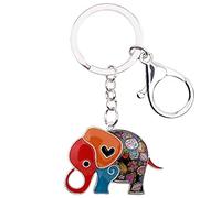 NEWEI Porte-clés Éléphant En Émail Pour Femme Filles Animaux Cutes Porte-clés à Pampilles (Motif Floral)