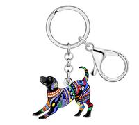 NEWEI Porte-clés en acrylique avec motif labrador mignon - Cadeau pour femme et amoureux des chiens - Style bohème - Accessoire pour sac à main, sac à main, sac à main, noir, Medium