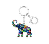 NEWEI Porte-clés en Acrylique avec un Joli Éléphant de la Jungle Cadeaux Boho pour Femmes Filles Clés de Voiture Sac à Dos Accessoires pour les Amoureux des Animaux (Bleu)