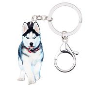 NEWEI Porte-clés en acrylique en forme de chien husky de Sibérie - Pour sac à main, voiture - Cadeau pour femme et fille
