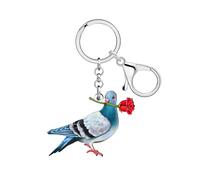NEWEI Porte-clés en acrylique en forme de pigeon, porte-clés en forme d'oiseau, porte-clés pour femmes, filles, accessoires pour sac à main, cadeaux, charmes, bleu marine, Medium