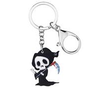 NEWEI Porte-Clés En Acrylique Halloween Horreur Crâne Zombie Porte-Clés Poupée Vaudou Bijoux Pour Femme Filles Porte-Monnaie Accessoires De Voiture (Faucheuse D'halloween)