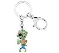 NEWEI Porte-clés en acrylique pour Halloween, motif tête de mort et zombie - Pour femme et enfant, vert
