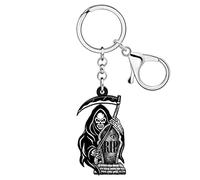 NEWEI Porte-clés en acrylique pour Halloween, motif tête de mort zombie, poupée vaudou pour femme et fille, accessoire de voiture, Faucheuse B, Medium
