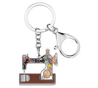 NEWEI Porte-clés en émail en forme de machine à coudre pour femme, marron, M