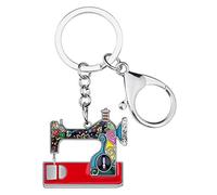 NEWEI Porte-clés en émail en forme de machine à coudre pour femme, marron, M