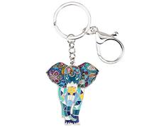 NEWEI Porte-clés en émail en forme d'éléphant - Cadeaux pour femmes et filles, bleu