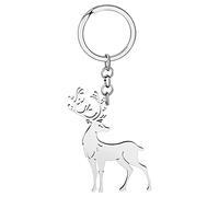 NEWEI Porte-clés mignon en acier inoxydable en forme de cerf pour femmes et filles, Cerf plaqué argent, W2L2