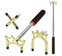 Newellsail Bâton Pont de Queue de Billard Rétractable avec 3 Pièces Tête de Pont en Laiton Amovible Accessoire Queue de Billard pour Table de Billiard, Snooker, Jeux, Compétition (Doré)