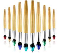 Newellsail Stylos à Bille en Forme de Pinceau en Bambou Stylos à Bille Rétractables pour Activités Artistiques et Papeterie Scolaire 10 Pièces (Recharge Bleue 1,0 mm)
