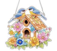 NEWENMO 5D Oiseaux Diamond Painting Pendentif,Fleurs Diamant Peinture Pendentif,DIY Forme Spéciale Diamant Art Kits,Hanging Diamond Painting Kits,pour Fenêtres,Murs,Portes et Décoration de Jardin