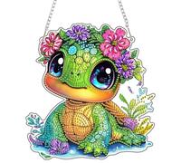 NEWENMO 5D Tortue Diamond Painting Pendentif,Animaux Diamant Peinture Pendentif,DIY Forme Spéciale Diamant Art Kits,Hanging Diamond Painting Kits,pour Fenêtres,Murs,Portes et Décoration de Jardin