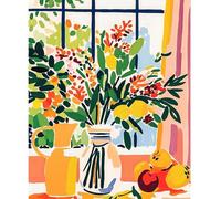 NEWENMO Arrangement Floral Peinture par Numéros pour Débutant,Fleurs Peinture Numero Adulte,Paint by Numbers,DIY Peintures à l'huile,Bricolage Painting Acrylique pour Adulte Décoration Maison 40x50cm