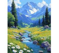 NEWENMO Beaux Paysages Peinture par Numéros Kits,Fleurs Sauvages et Marguerites Peinture Numero Adulte,Paint by Numbers,DIY Peinture à l'huile,Bricolage Painting Acrylique pour Maison Décor 40x50cm
