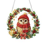 NEWENMO Chouette Diamond Painting Pendentif,Hanging Diamond Painting Kit | DIY Couronne de Noël Diamant Peinture Pendentif,Forme Spéciale Diamant Art Kits,pour Fenêtres,Murs,Portes et Jardin Décor