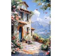 NEWENMO DIY Magnifique Paysage Diamond Painting Kit,Fleurs et Papillons Peinture Diamant pour Adultes,5D Paysage Diamant Painting Set,Pont Cristal Débutant Art Kit,pour Maison Décoration-30x40cm