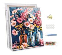 NEWENMO Fleurs Colorées Peinture par Numéro avec Cadre,Arrangement Floral Peinture Numero Adulte,Bricolage Acrylique Paint by Numbers,Creatif Toile Peinture à l'huile,pour Décoration Maison 30x40cm