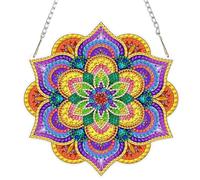 NEWENMO Fleurs Diamond Painting Pendentif,DIY Fleurs Colorées Diamant Peinture Pendentif,Forme Spéciale Diamant Art Kits,Hanging Diamond Painting Kit,pour Fenêtres,Murs,Portes et Jardin Décoration