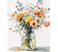 NEWENMO Fleurs Sauvages Belles Peinture par Numéros,Arrangement Floral Peinture Numero Adulte,DIY Paint by Numbers,Peintures à l'huile Kit,Bricolage Painting Acrylique pour Décoration Maison 40x50cm