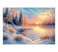 NEWENMO Peinture diamant 5D - Paysage d'hiver - Perçage complet - Vue des lacs gelés - Peinture diamant DIY - Pour adultes - Pour débutants - Décoration de la maison - 30 x 40 cm